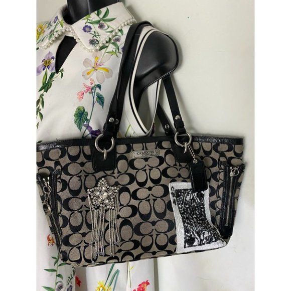 Coach Black Tote Bag Customized W/ embellishments - Picture 7 of 14